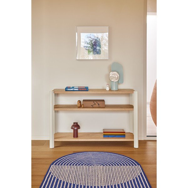 Etajeră crem/în culoare naturală deschisă cu aspect de lemn de stejar 126x84x43 cm Bona – Teulat-image-1