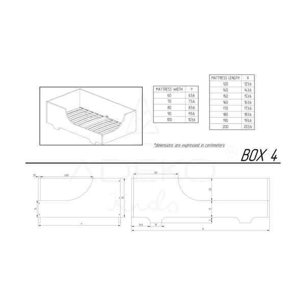 Pat din lemn de pin pentru copii Adeko BOX 4, 80 x 160 cm-image-2