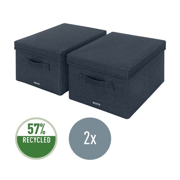 Cutii de depozitare gri-închis 2 buc. din material textil cu capac 28.5x38x20 cm – Leitz-image-4