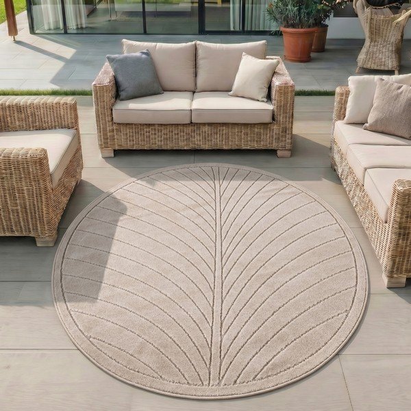 Covor pentru exterior și interior bej rotund ø 160 cm Nova 1204 – Ayyildiz Carpets-image-1