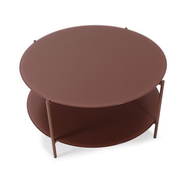 Măsuță de cafea teracotă rotundă cu blat din sticlă ø 83 cm Davi – MOME-image-2