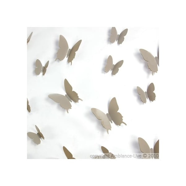 Set 12 autocolante 3D Ambiance Butterflies, maro deschis-image-1