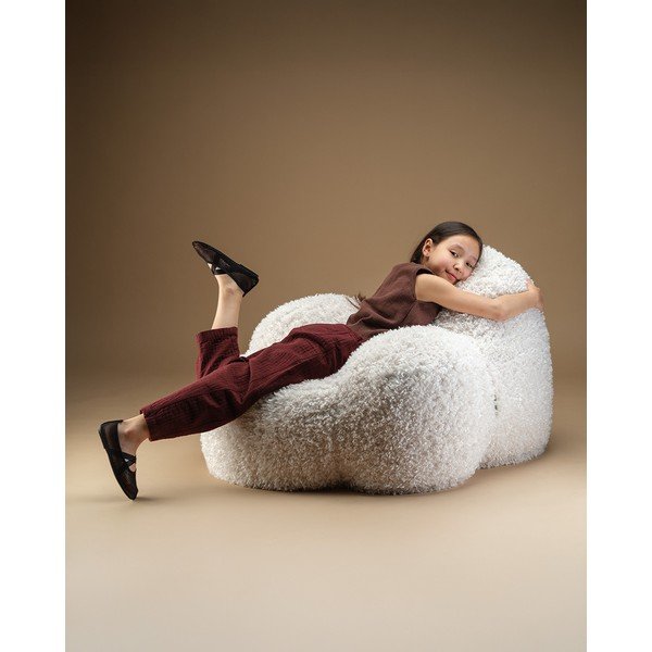 Fotoliu puf pentru copii crem cu tapițerie din blană artificială Momo – Wigiwama-image-4