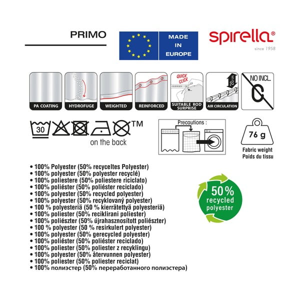 Perdea de duș 180x200 cm Primo – Spirella-image-1