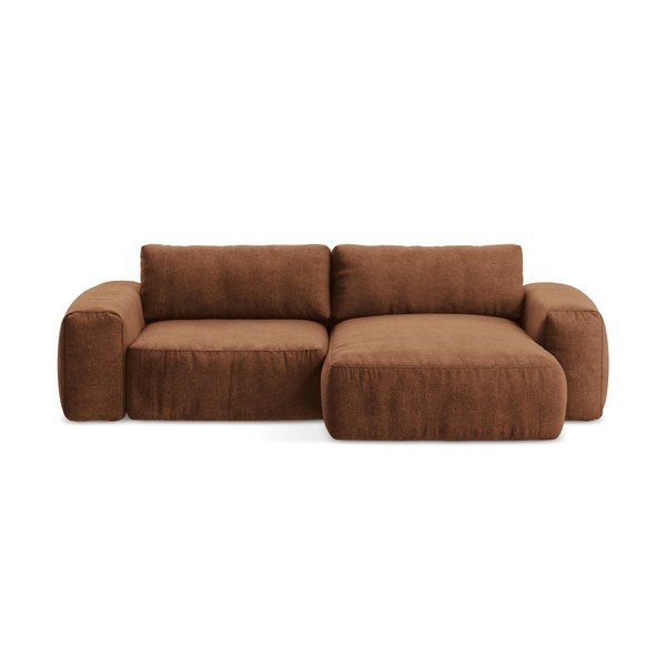 Colțar teracotă extensibil cu tapițerie din chenille (cu colț pe partea dreaptă/cu șezlong) Kuki – Makamii