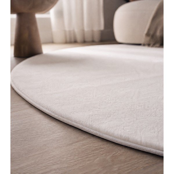 Covor crem lavabil rotund ø 160 cm Pouffy – Ayyildiz Carpets-image-1