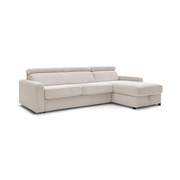 Colțar crem extensibil cu tapițerie din catifea reiată  (cu colț variabil) Monaco – Bobochic Paris-image-4