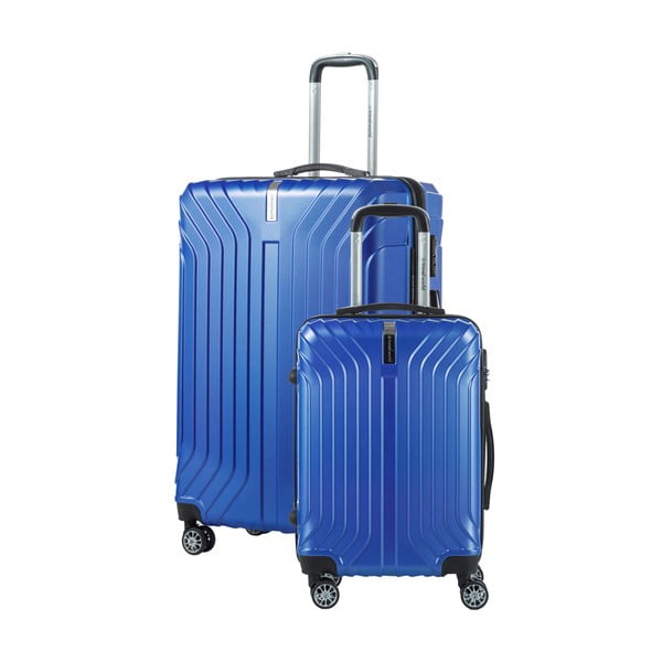 Set 2 valize călătorii pe roți Travel World, albastru
