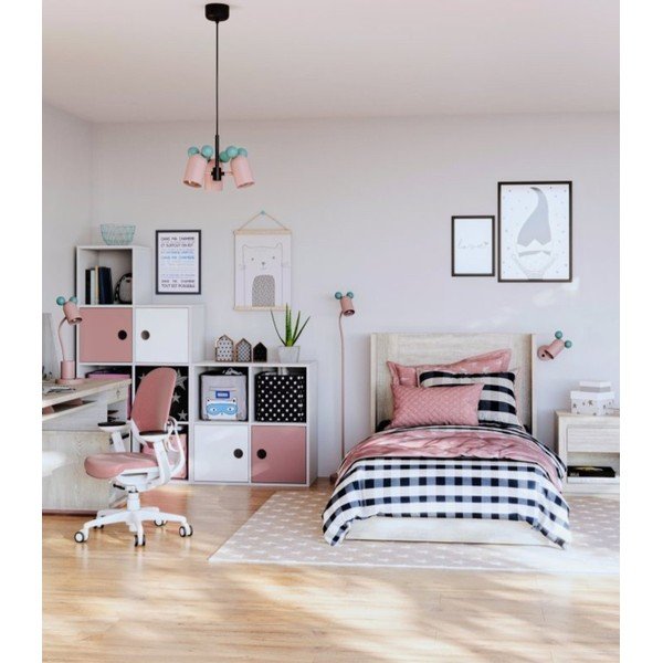 Veioză albastru-deschis/roz cu abajur din metal (înălțime 50 cm) Mouse – GTV-image-2