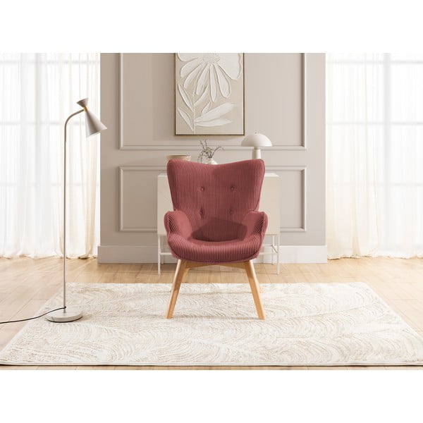 Fotoliu roșu cu tapițerie din catifea reiată Niko – Ropez-image-1