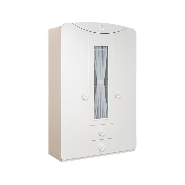 Șifonier Baby Cotton 3 Doors Wardrobe With Window, alb