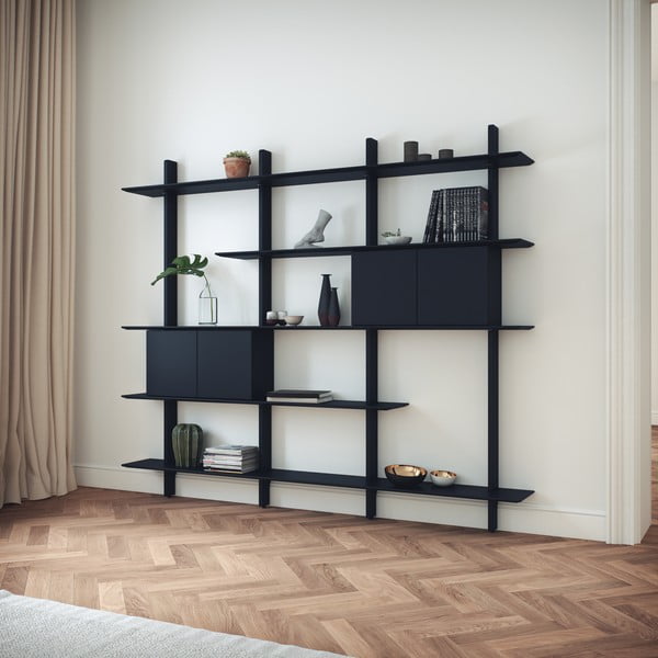 Modul cu uși pentru sistem de rafturi modulare, negru 68,5x68,5 cm Bridge - Tenzo-image-3