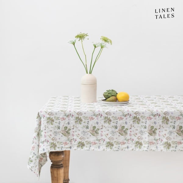 Față de masă din in 140x300 cm White Botany – Linen Tales