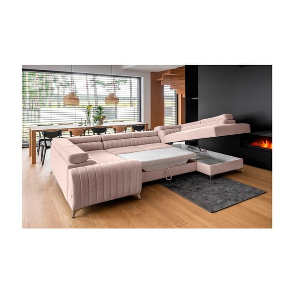 Colțar roz extensibil/cu spațiu de depozitare (cu colț pe partea dreaptă/în formă de "U") Louis – ELTAP-image-4