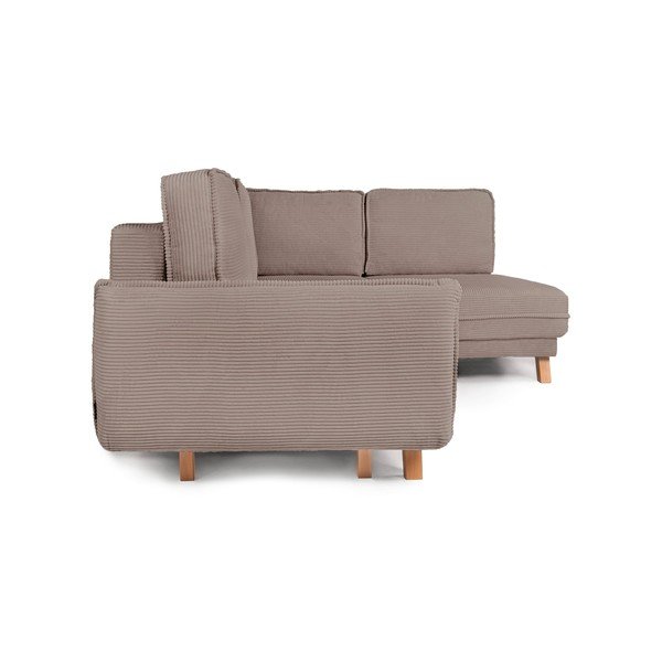 Colțar taupe extensibil/cu spațiu de depozitare cu tapițerie din catifea reiată  (cu colț pe partea stângă/în formă de ”L”) Tori – Bonami Selection-image-4