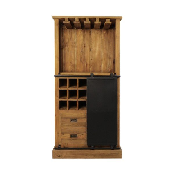 Dulap vinotecă negru din lemn de tec număr sticle 18, 84x177 cm Blackburn - HSM collection