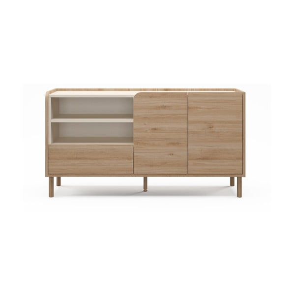 Comodă în culoare naturală cu aspect de lemn de stejar 141x75,5x44 cm Monza – Marckeric