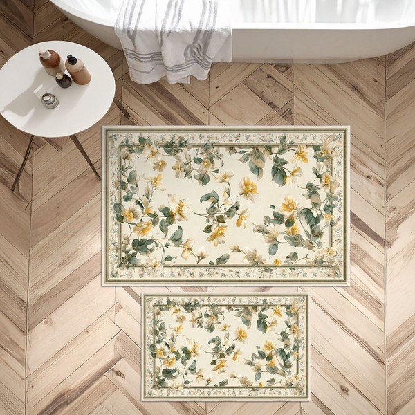 Covorașe de baie bej 2 buc. 60x100 cm – Foutastic-image-4