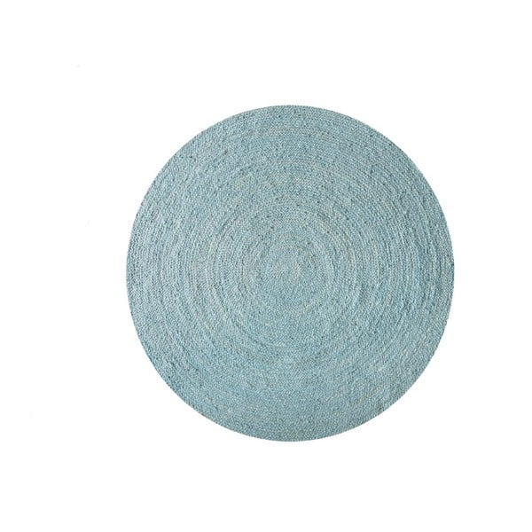 Covor din iută Linen Rug Circle Blue Wave, ⌀ 140 cm