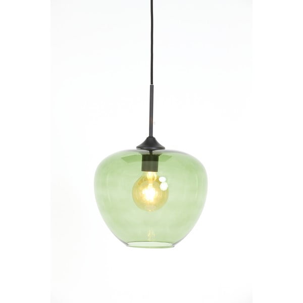 Lustră verde cu abajur din sticlă ø 30 cm Mayson – Light & Living-image-3