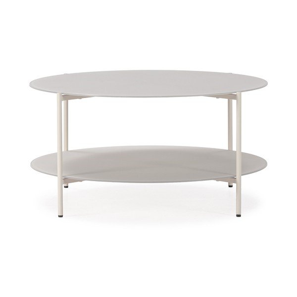 Măsuță de cafea crem rotundă cu blat din sticlă ø 83 cm Davi – MOME-image-1