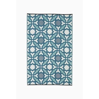 Covor reversibil pentru exterior din plastic reciclat Fab Hab Seville, 90 x 150 cm, albastru - gri