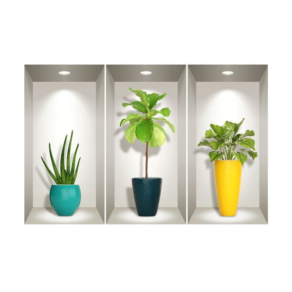 Set 3 autocolante 3D pentru perete Ambiance Southern Plants-image-2