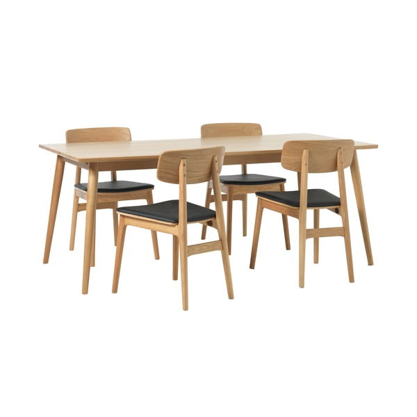 Masă de dining în culoare naturală extensibilă cu blat cu aspect de lemn de stejar 190x90 cm Barrali – Unique Furniture-image-4