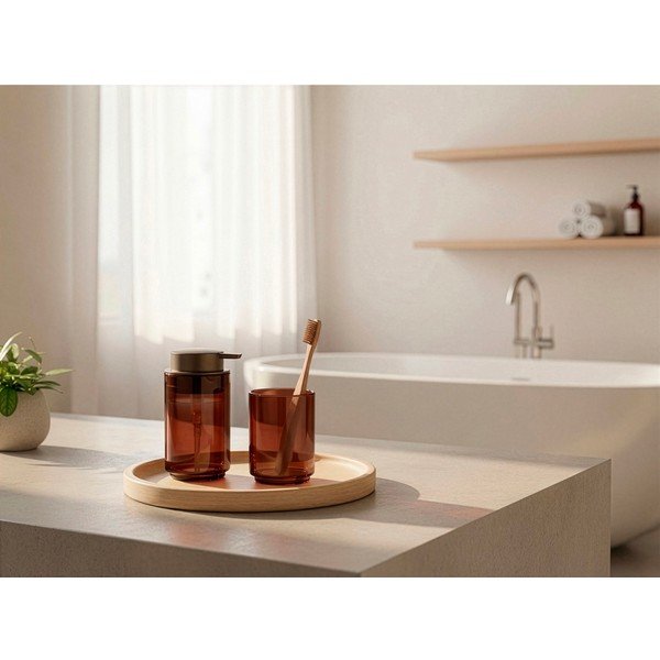 Dozator de săpun lichid maro din sticlă 250 ml Tada – Zone-image-1