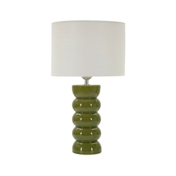 Veioză albă/verde din ceramică cu abajur textil (înălțime 46 cm) Torr – Mauro Ferretti