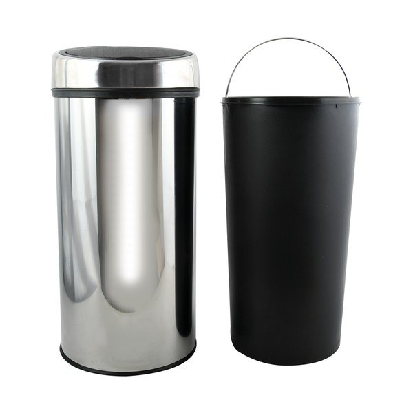 Coș de gunoi argintiu lucios cu senzori de atingere din oțel 30 l – MSV-image-2