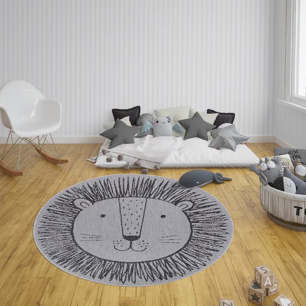 Covor pentru copii Ragami Lion, ø 160 cm, gri-image-1