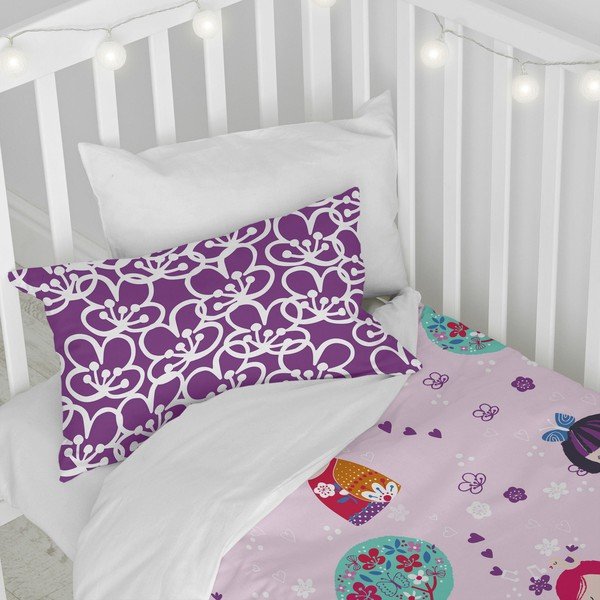Lenjerie de pat din bumbac pentru copii Moshi Moshi Cherry Blossom, 115 x 145 cm-image-3