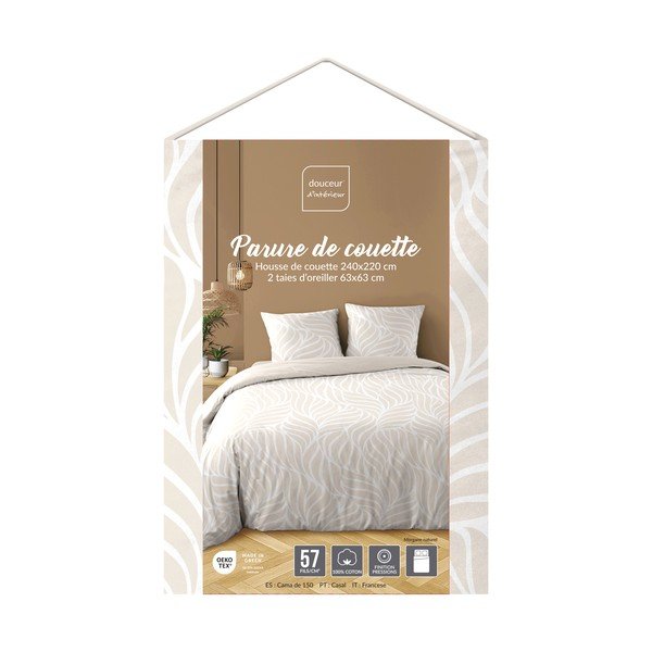 Lenjerie de pat bej din bumbac pentru pat dublu/extinsă cu 3 piese 240x220 cm Morgane – douceur d'intérieur-image-1