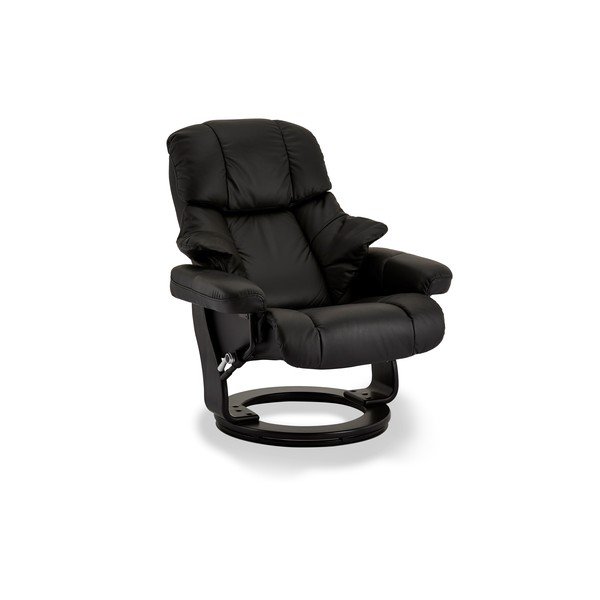 Fotoliu șezlong din piele Furnhouse Crown, negru-image-1