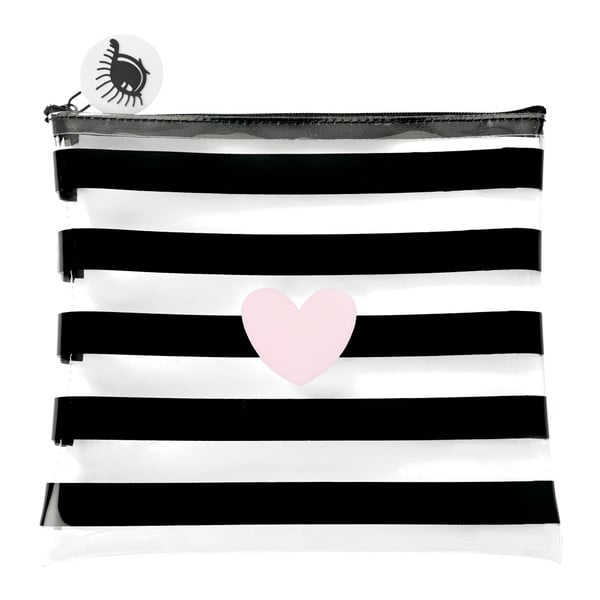Geantă produse cosmetice Miss Étoile Heart Rose Stripes, 22 x 1 cm