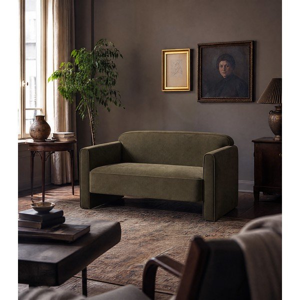 Canapea verde cu tapițerie din catifea 140 cm Abby – Micadoni -image-4