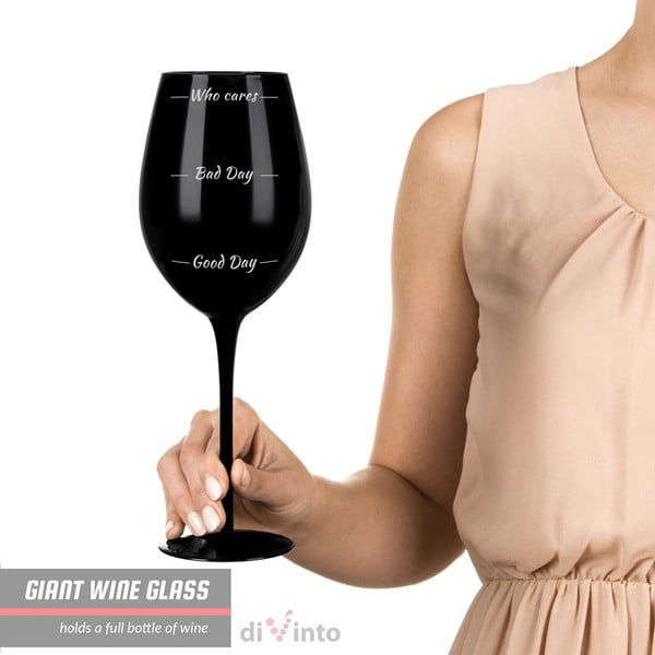Pahar din sticlă pentru vin cu husă Gift Republic Who cares?, negru-image-4