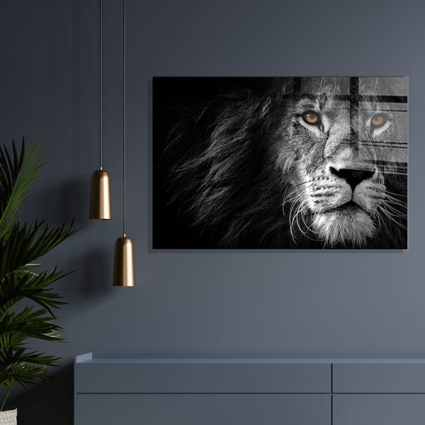Tablou din sticlă 70x50 cm Lion – Wallity-image-1