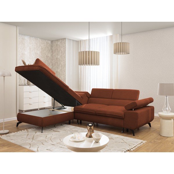 Colțar teracotă cu tapițerie din chenille (cu colț pe partea stângă/în formă de ”L”) Marbeya  – Ropez-image-4