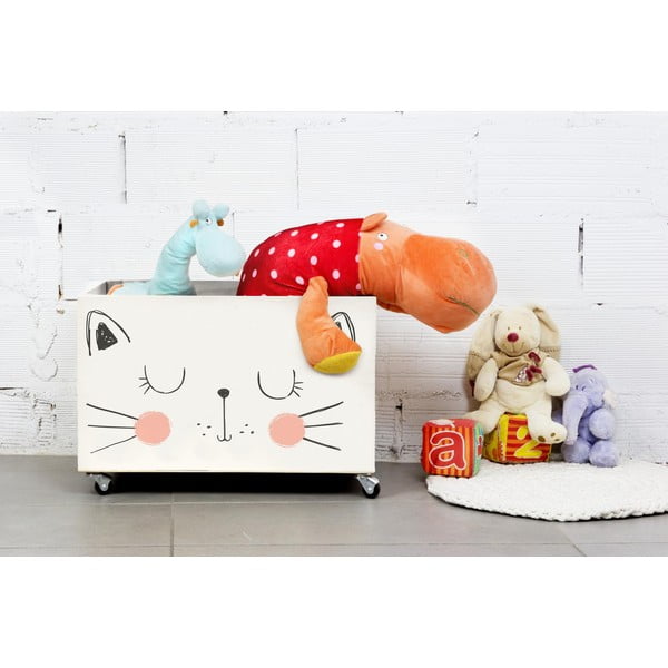 Cutie din lemn cu roți pentru jucării Little Nice Things Cat-image-1
