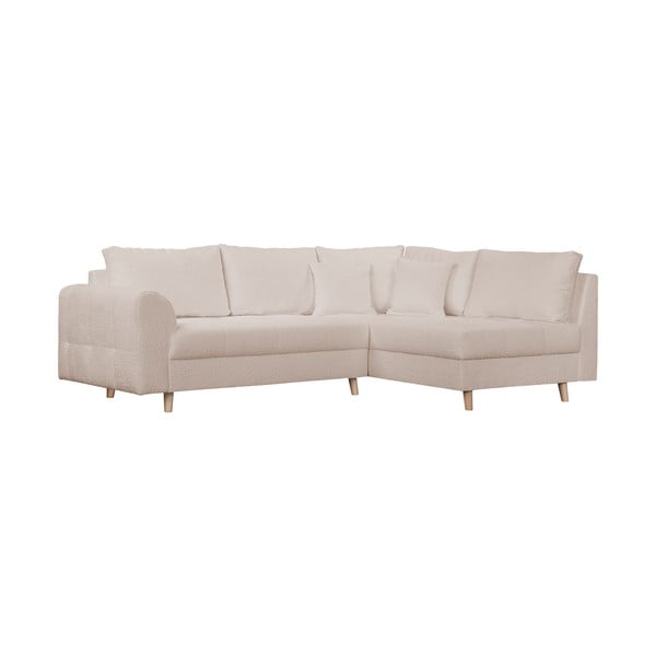 Colțar bej cu tapițerie din stofă bouclé (cu colț pe partea dreaptă) Ariella – Ropez-image-2