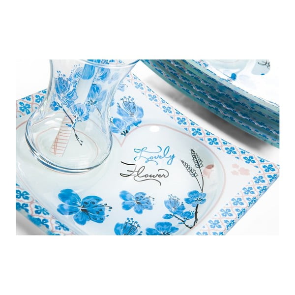 Set pentru ceai Almond, 18 piese, alb - albastru-image-1
