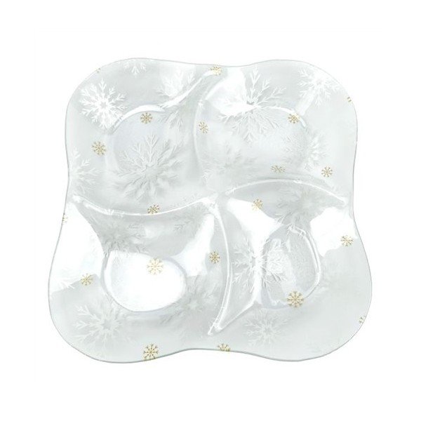 Farfurie pentru servire din sticlă ø 28,5 cm  cu model de Crăciun Frosty Flakes – Dakls