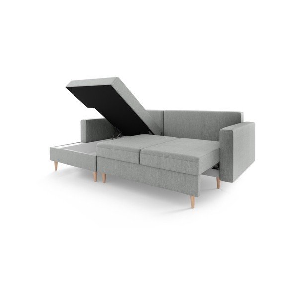 Canapea extensibilă cu spațiu de depozitare Mazzini Sofas Aubrieta, pe partea stângă, gri-image-2