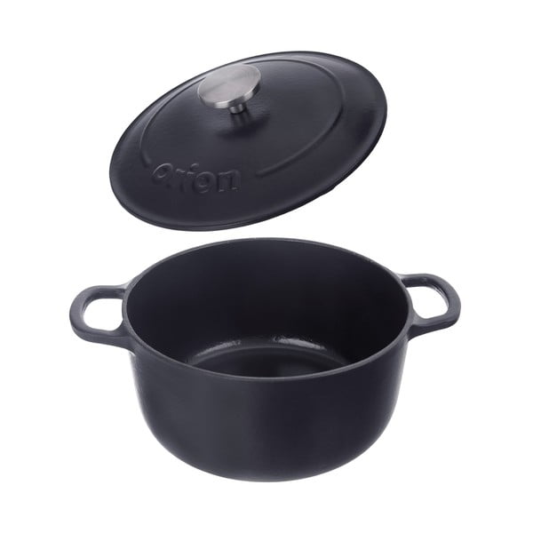 Oală cu capac din fontă 3,3 l adecvată pentru plita cu inducție LITINA SMALT – Orion-image-3