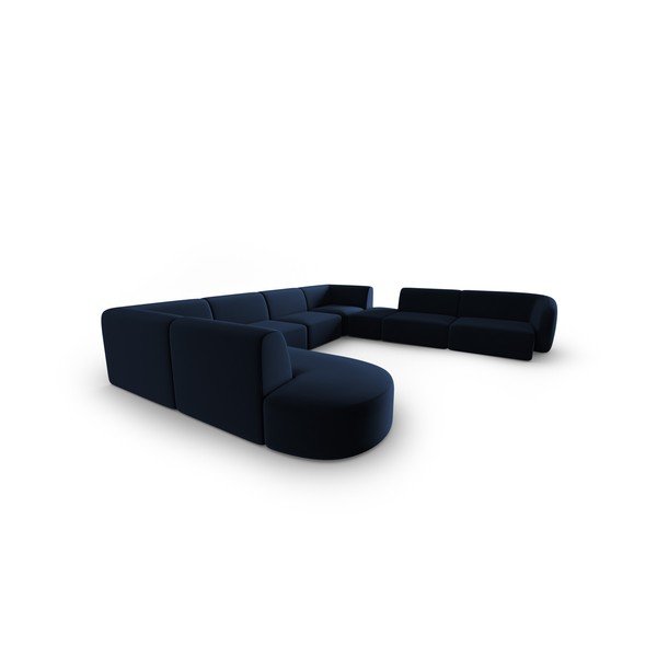 Colțar albastru cu tapițerie din catifea (cu colț pe partea dreaptă, în formă de "U") Paolo – Milo Casa-image-2