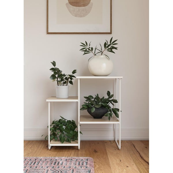 Masă consolă albă/în culoare naturală cu blat cu aspect de lemn de  frasin  35x67 cm Dante – Støraa-image-2