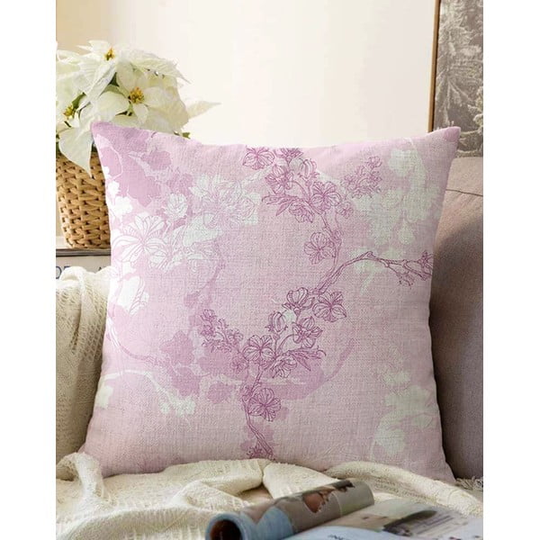 Față de pernă din amestec de bumbac Minimalist Cushion Covers Bloom, 55 x 55 cm, roz