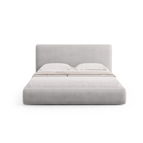 Pat matrimonial gri deschis tapițat cu spațiu de depozitare cu somieră 140x200 cm Colonel – Cosmopolitan Design-image-2